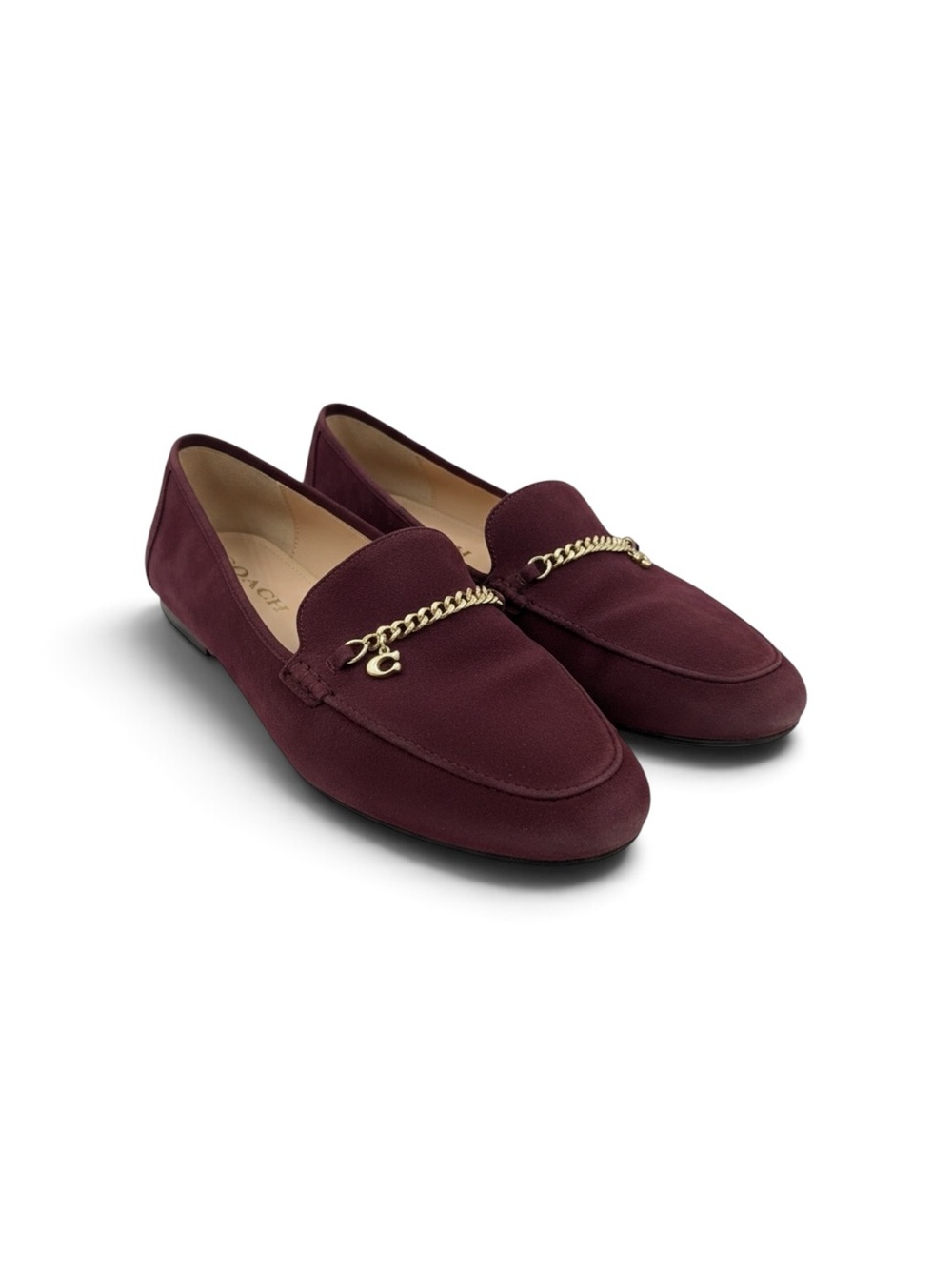 Coach Women's Burgundy Chain-Trim Loafers